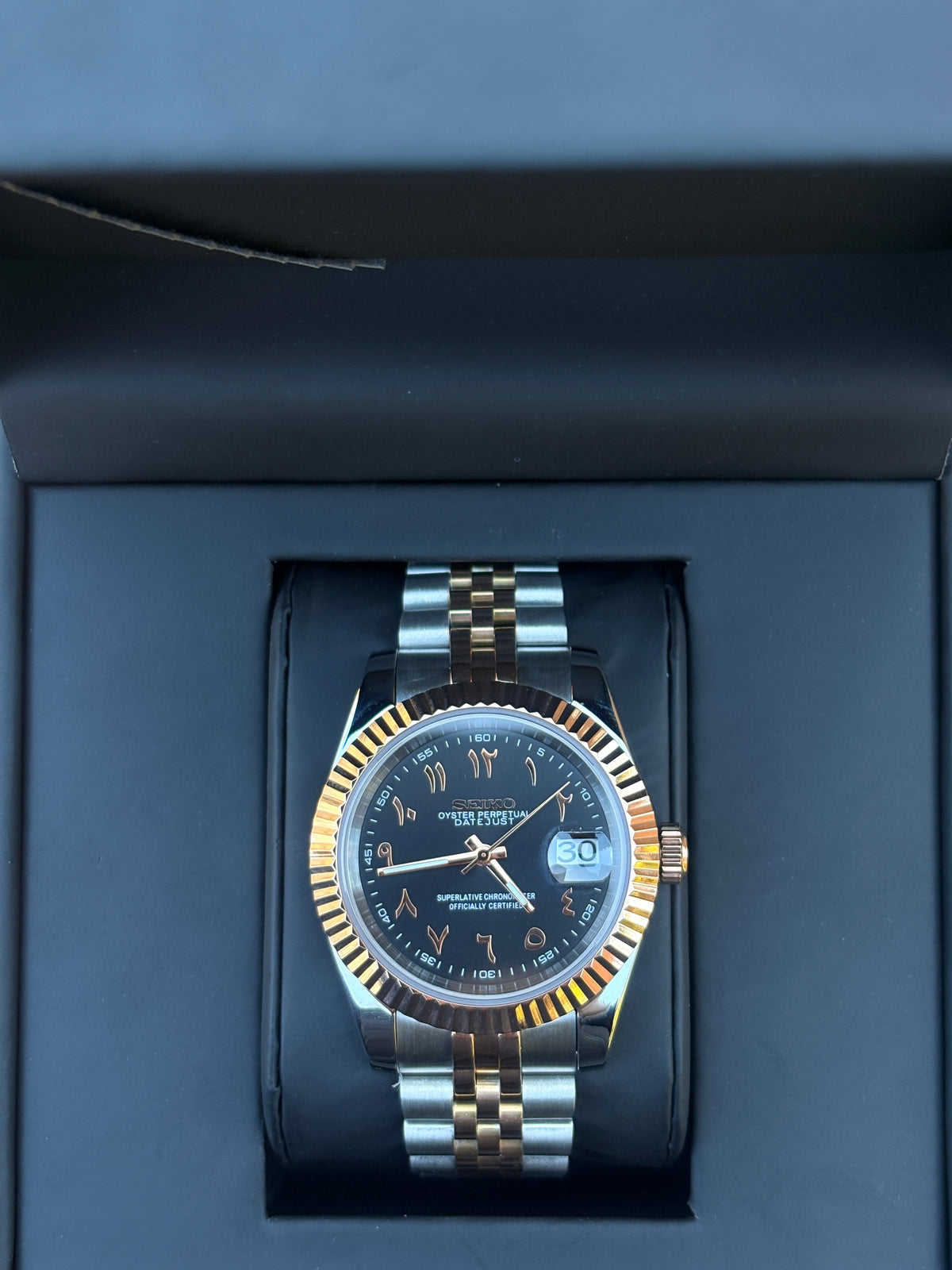 Seiko Rose & Black Arabic Datejust