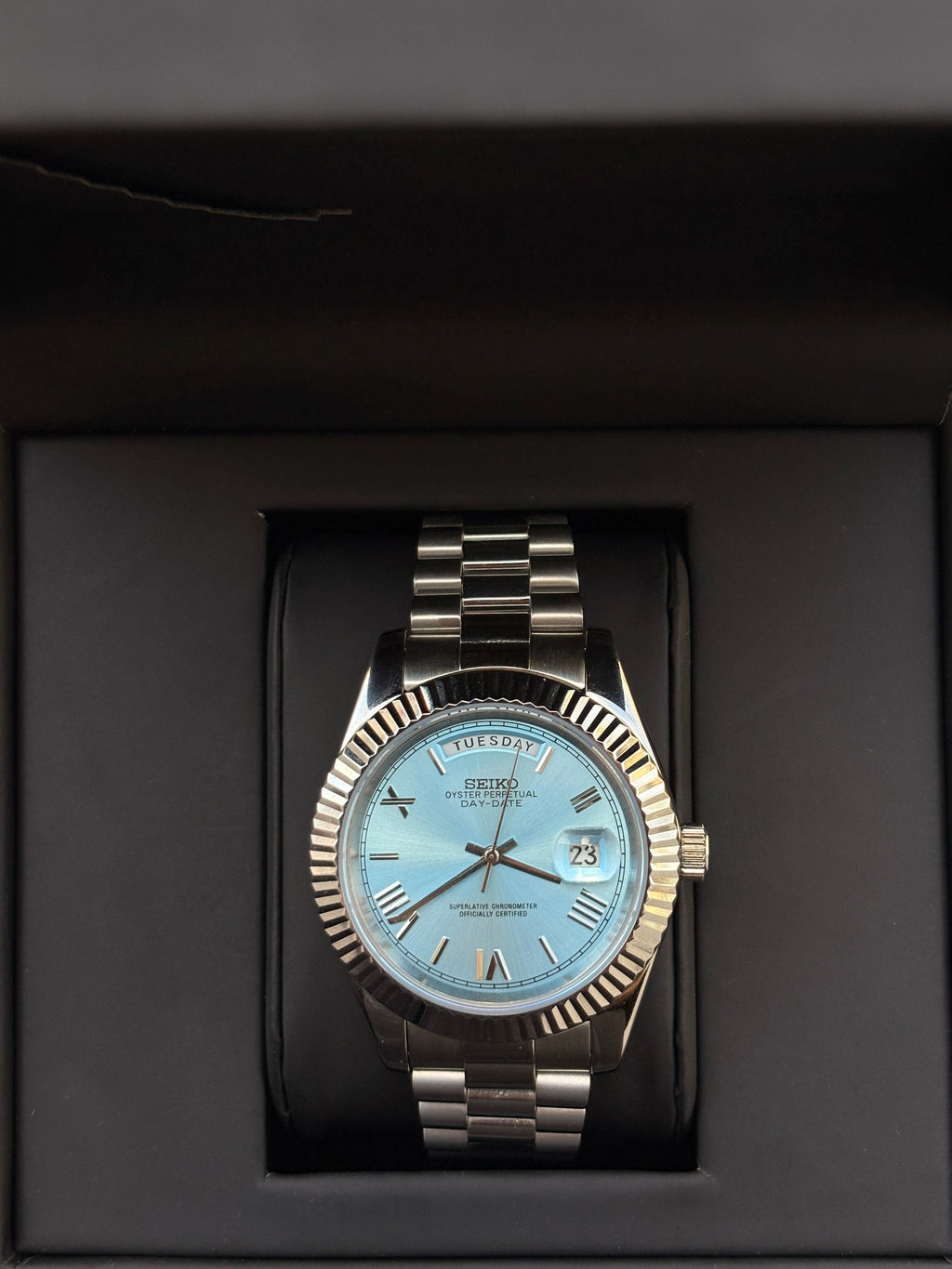 Seiko Ice blue Roman Day-date