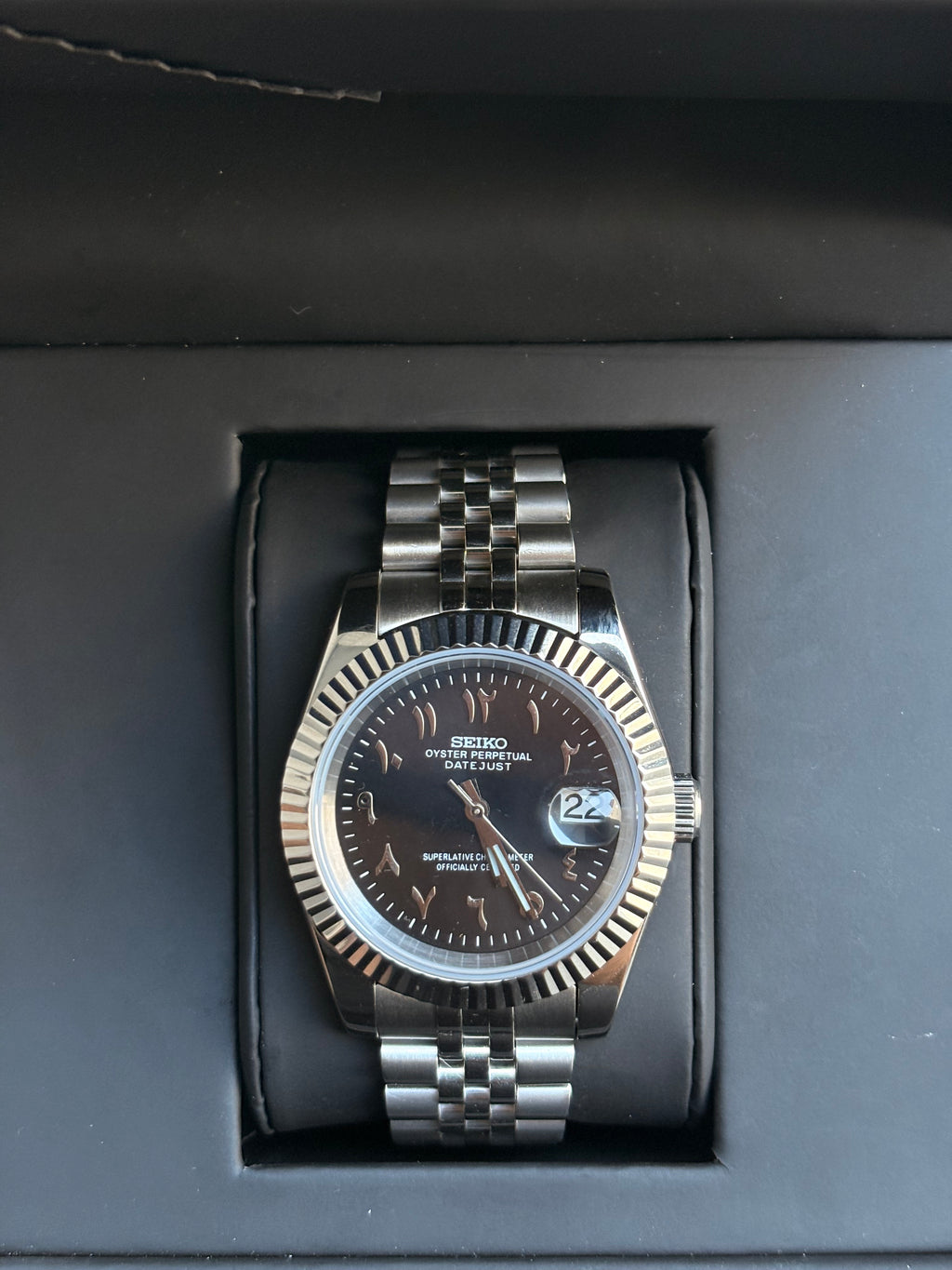 Seiko Black Arabic Dial Datejust