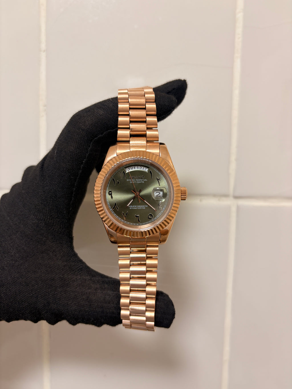 Seiko Olive Green Arabic Day-date