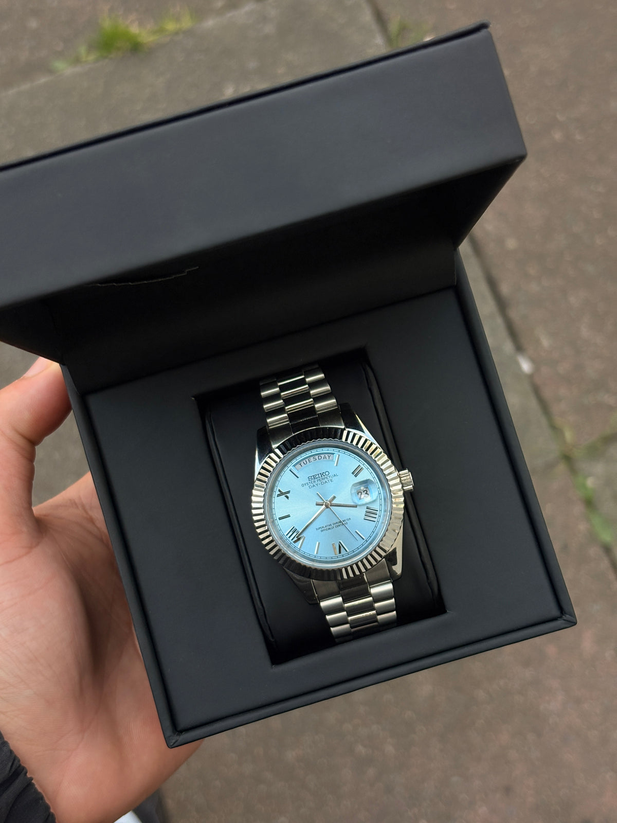 Seiko Ice blue Roman Day-date