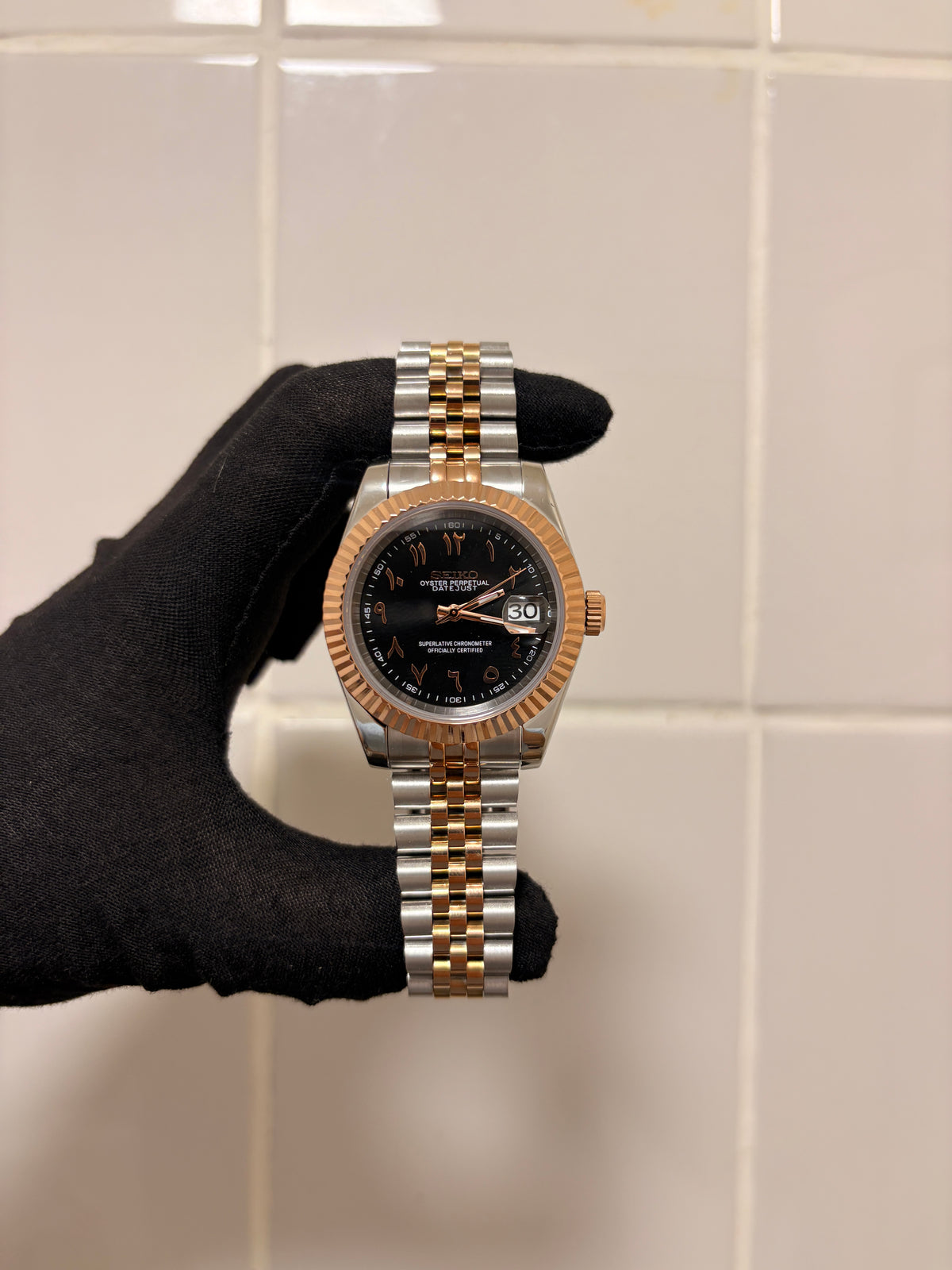 Seiko Rose & Black Arabic Datejust