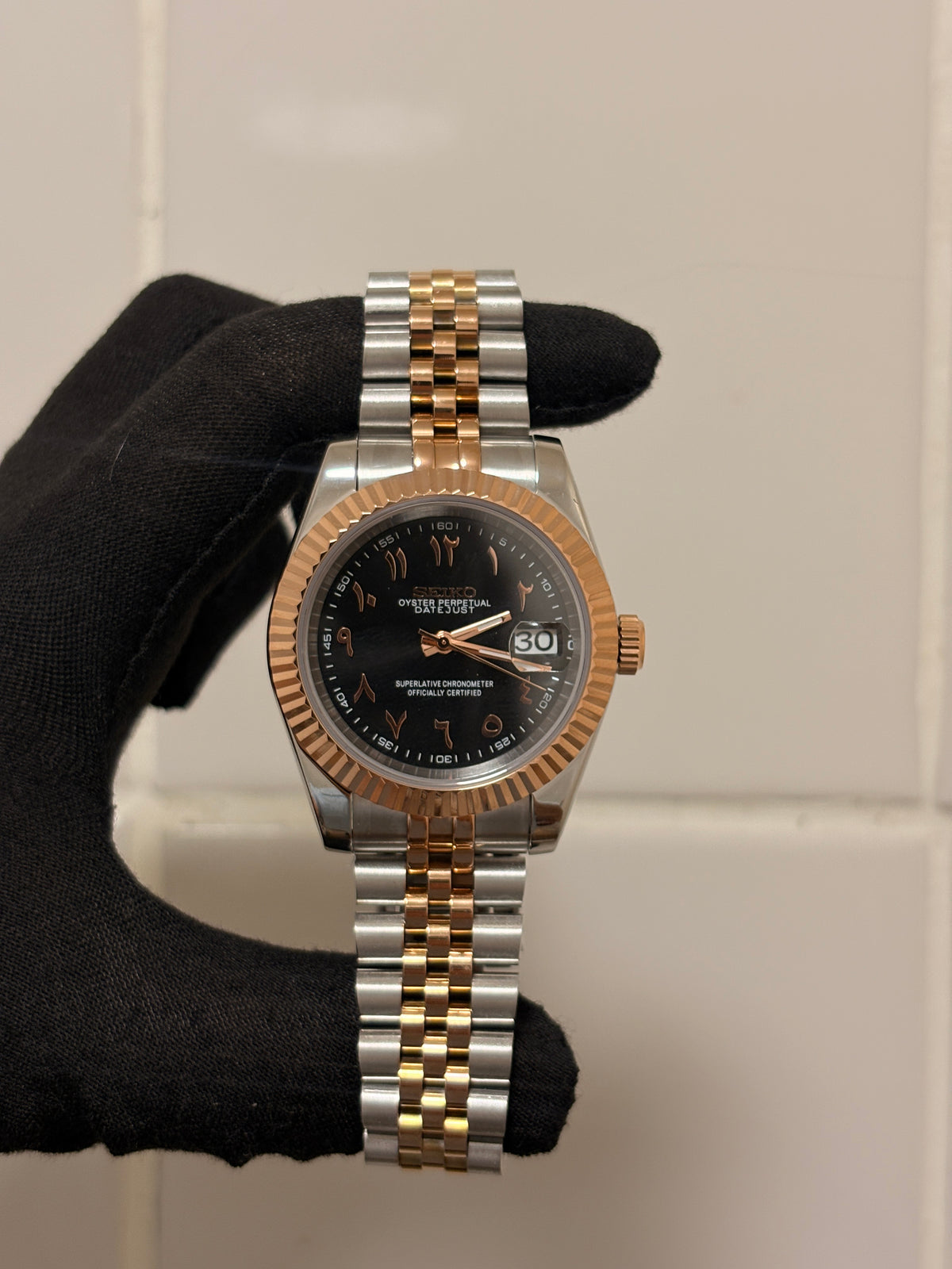 Seiko Rose & Black Arabic Datejust