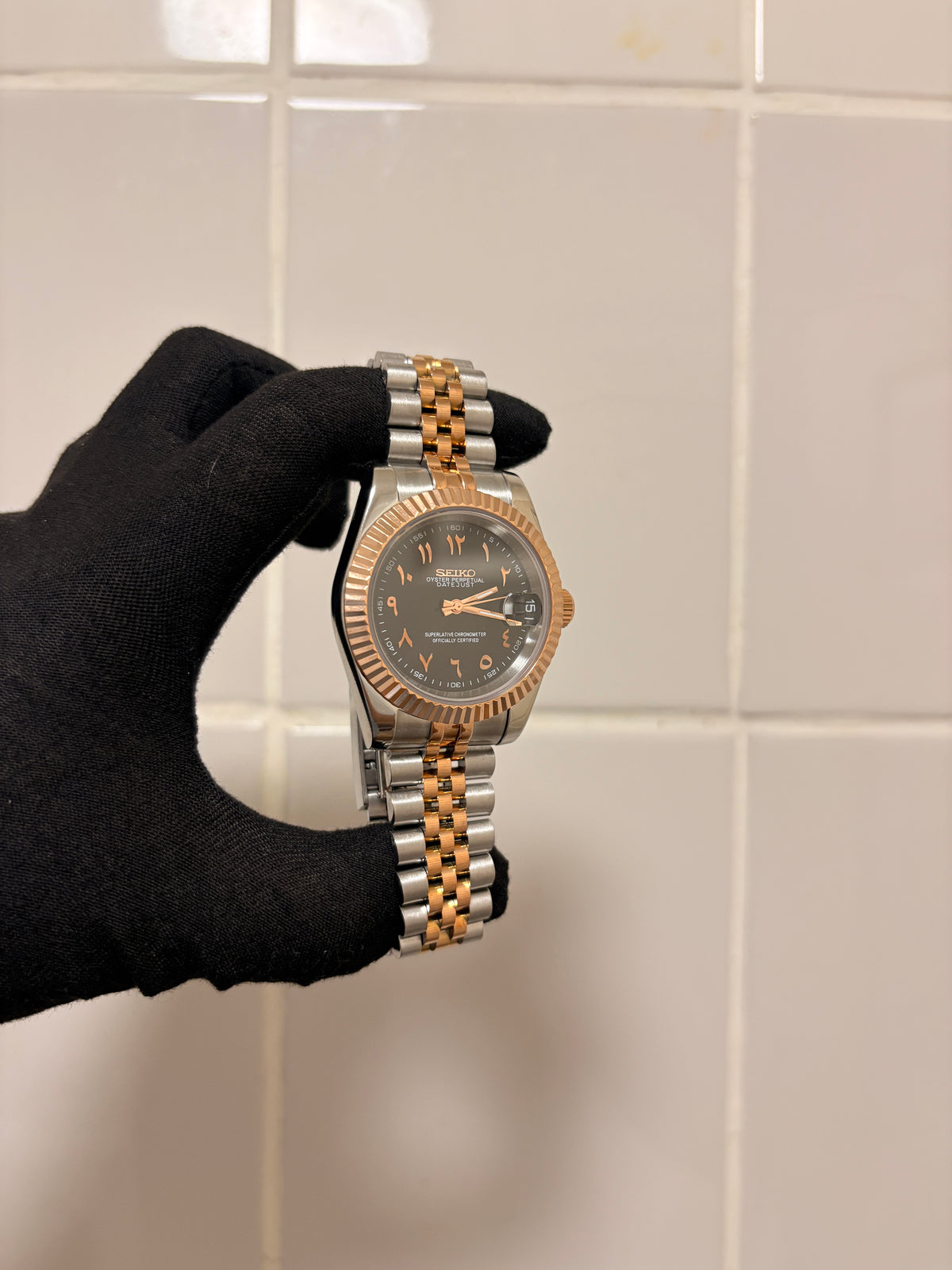 Seiko Rose & Black Arabic Datejust