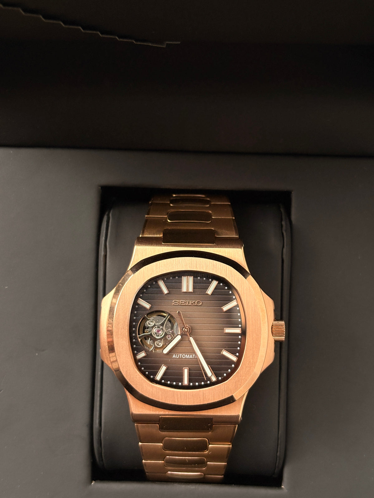 Seiko Chocolate Nautilus Open Heart