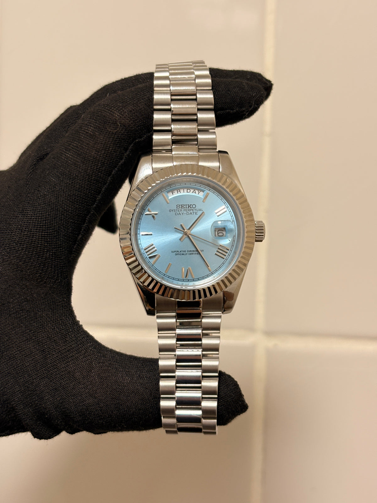 Seiko Ice blue Roman Day-date